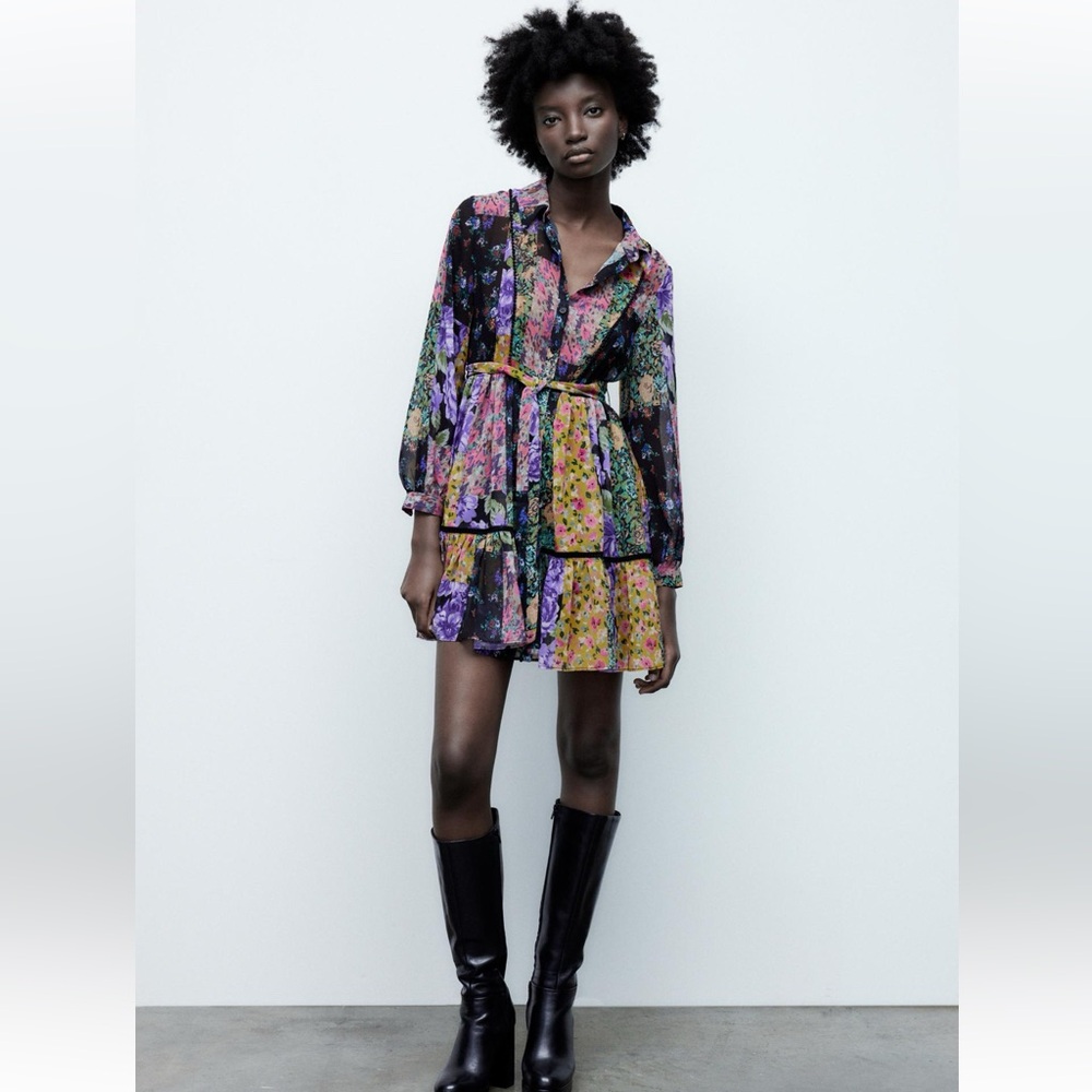 Zara Printed Floral Short Dress